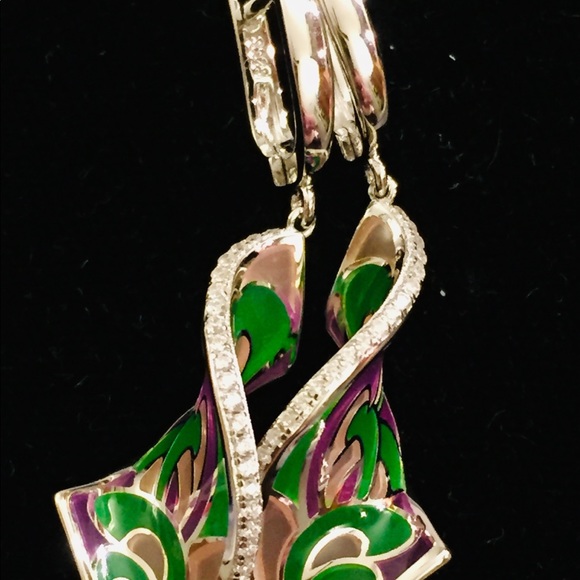 Sterling silver 925 dangling twist earrings. - Picture 7 of 7